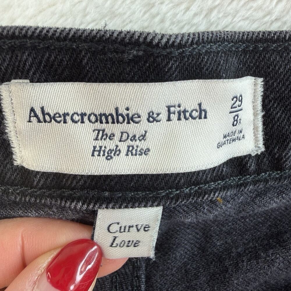 Abercrombie Fitch 29 8 Curve Love High Rise Dad Jeans Asymmetrical Waist Black - Picture 6 of 16